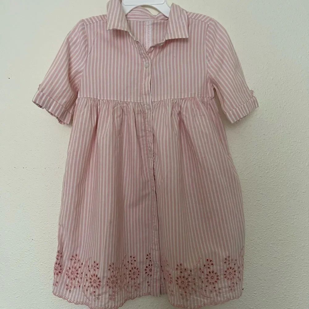 OLD NAVY pink embroidered button front shirt dress size 4